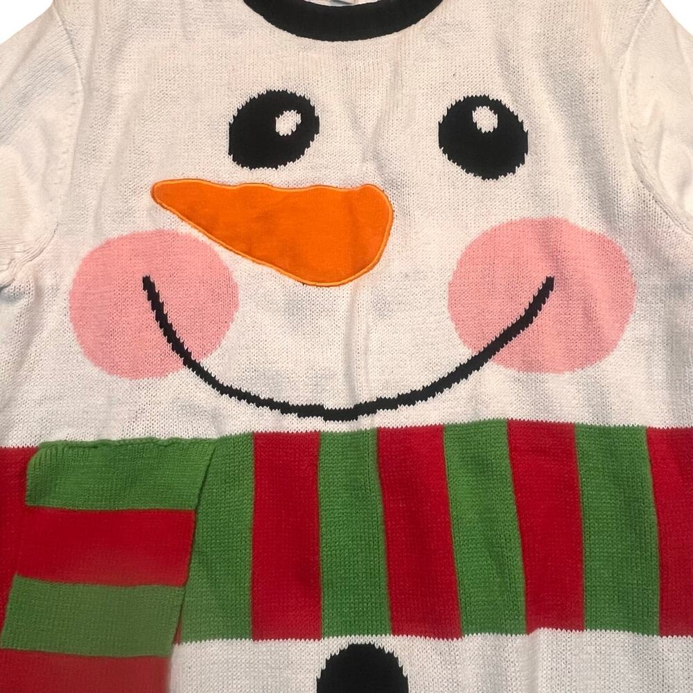 Women Medium Large Snowman White Long‎ Sleeve Holiday Christmas Ugly Sweater